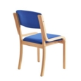 Prague wooden conference chair with no arms - blue
