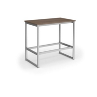 Otto Poseur benching solution dining table 1200mm wide - silver frame and barcelona walnut top