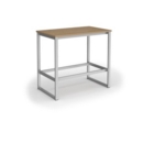 Otto Poseur benching solution dining table 1200mm wide - silver frame and kendal oak top