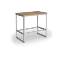 Otto Poseur benching solution dining table 1200mm wide - silver frame and kendal oak top