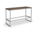 Otto Poseur benching solution dining table 1800mm wide - silver frame and barcelona walnut top