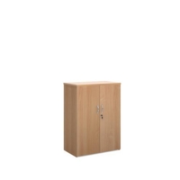 Universal double door cupboard 1090mm high with 2 shelves - beech