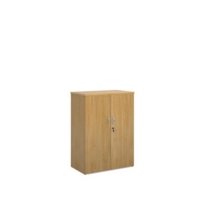 Universal double door cupboard 1090mm high with 2 shelves - oak