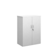 Universal double door cupboard 1090mm high with 2 shelves - white