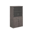Universal combination unit with glass upper doors 1440mm high with 3 shelves - grey oak