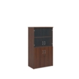 Universal combination unit with glass upper doors 1440mm high with 3 shelves - walnut