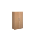 Universal double door cupboard 1440mm high with 3 shelves - beech