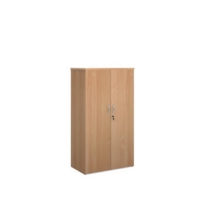 Universal double door cupboard 1440mm high with 3 shelves - beech