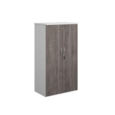 Duo double door cupboard 1440mm high with 3 shelves - white with grey oak doors
