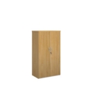 Universal double door cupboard 1440mm high with 3 shelves - oak