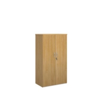 Universal double door cupboard 1440mm high with 3 shelves - oak