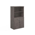 Universal combination unit with open top 1440mm high with 3 shelves - grey oak