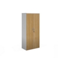 Duo double door cupboard 1790mm high with 4 shelves - white with oak doors