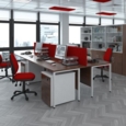 Duo double door cupboard 1790mm high with 4 shelves - white with walnut doors