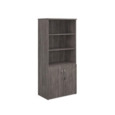 Universal combination unit with open top 1790mm high with 4 shelves - grey oak