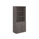 Universal combination unit with open top 1790mm high with 4 shelves - grey oak