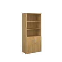 Universal combination unit with open top 1790mm high with 4 shelves - oak