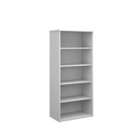 Universal bookcase 1790mm high with 4 shelves - white