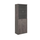 Universal combination unit with glass upper doors 2140mm high with 5 shelves - grey oak