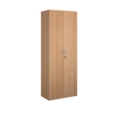 Universal double door cupboard 2140mm high with 5 shelves - beech