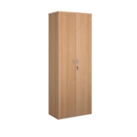 Universal double door cupboard 2140mm high with 5 shelves - beech