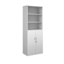 Duo combination unit with open top 2140mm high with 5 shelves - white