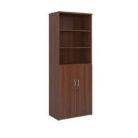 Universal combination unit with open top 2140mm high with 5 shelves - walnut