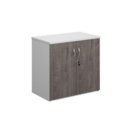 Duo double door cupboard 740mm high with 1 shelf - white with grey oak doors