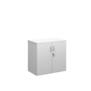 Universal double door cupboard 740mm high with 1 shelf - white