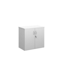 Universal double door cupboard 740mm high with 1 shelf - white