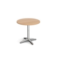 Roma circular dining table with 4 leg chrome base 800mm - beech