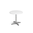 Roma circular dining table with 4 leg chrome base 800mm - white