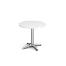 Roma circular dining table with 4 leg chrome base 800mm - white