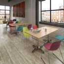 Roma square dining table with 4 leg chrome base 800mm - oak