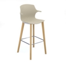 Roscoe high stool with natural oak legs and plastic shell with arms - sandy beech
