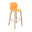 Roscoe high stool with natural oak legs and plastic shell - warm yellow