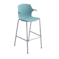 Roscoe high stool with chrome legs and plastic shell with arms - ice blue