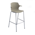 Roscoe high stool with chrome legs and plastic shell with arms - sandy beech