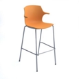 Roscoe high stool with chrome legs and plastic shell with arms - warm yellow