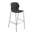 Roscoe high stool with chrome legs and plastic shell - charcoal grey
