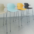 Roscoe high stool with chrome legs and plastic shell - warm yellow