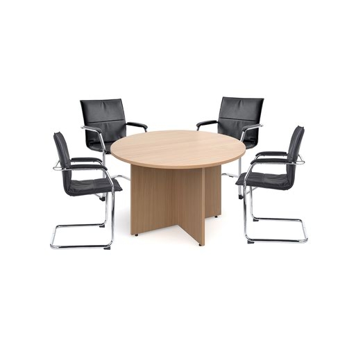 Arrow head leg circular meeting table 1200mm - beech
