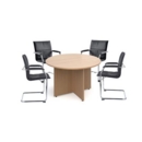 Arrow head leg circular meeting table 1200mm - grey oak