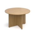 Arrow head leg circular meeting table 1200mm - oak