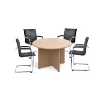 Arrow head leg circular meeting table 1200mm - oak