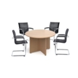 Arrow head leg circular meeting table 1200mm - walnut