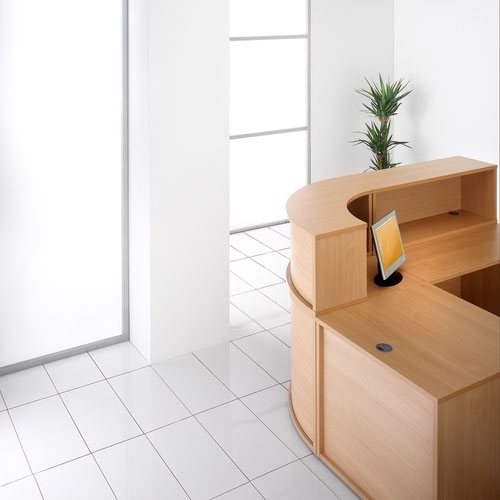 Denver reception straight base unit 1200mm x 800mm - beech