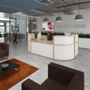 Denver reception straight base unit 1600mm - beech with white panels