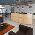 Denver reception straight top unit 1600mm - beech with white panels