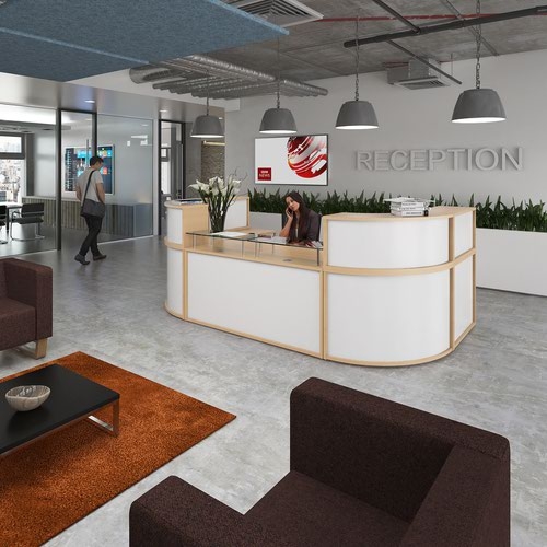 Denver reception straight top unit 800mm x 350mm - beech